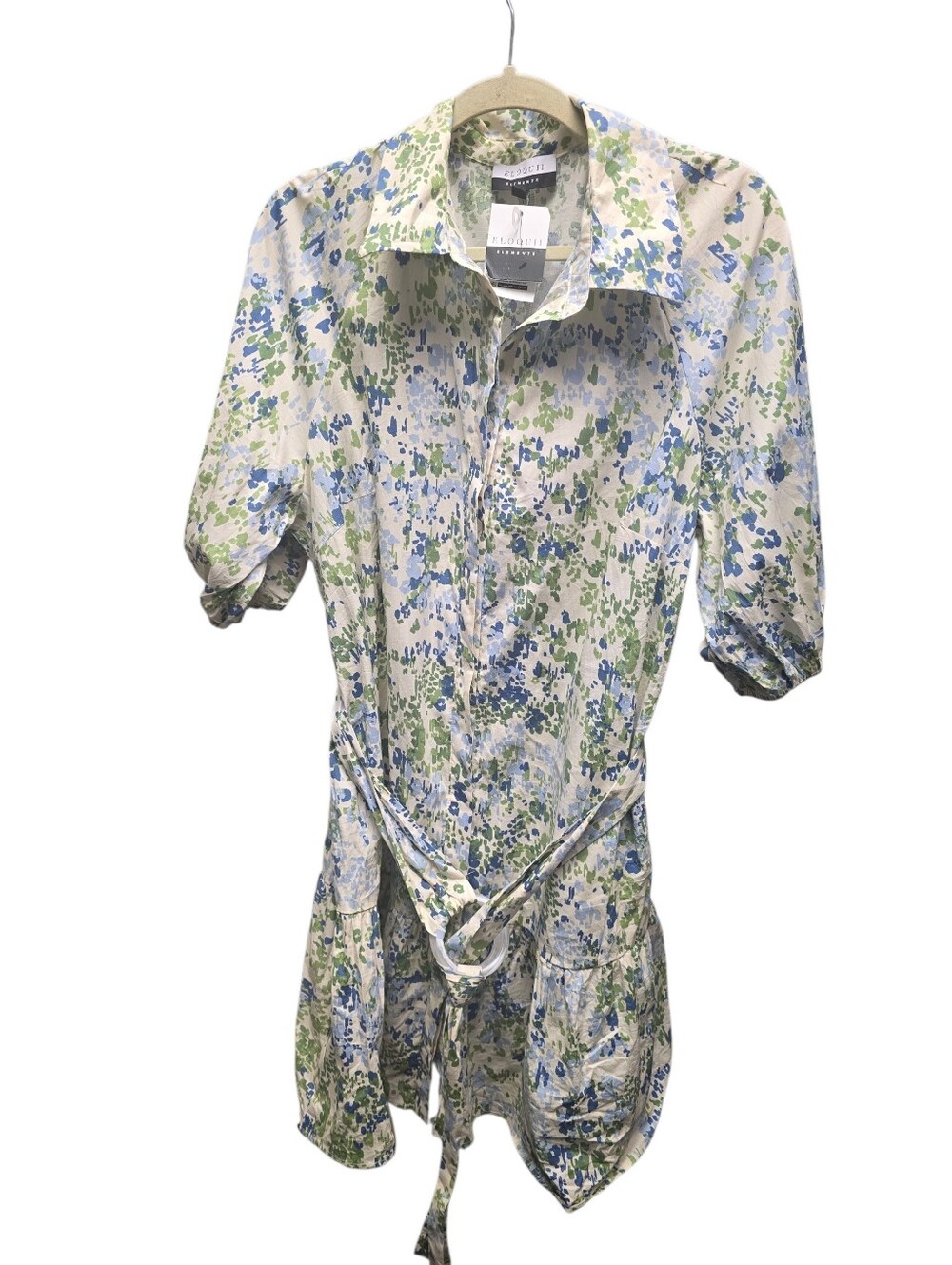 ELOQUII Elements Watercolor Print Button Down Dress With Flounce Sz. 18 NWT